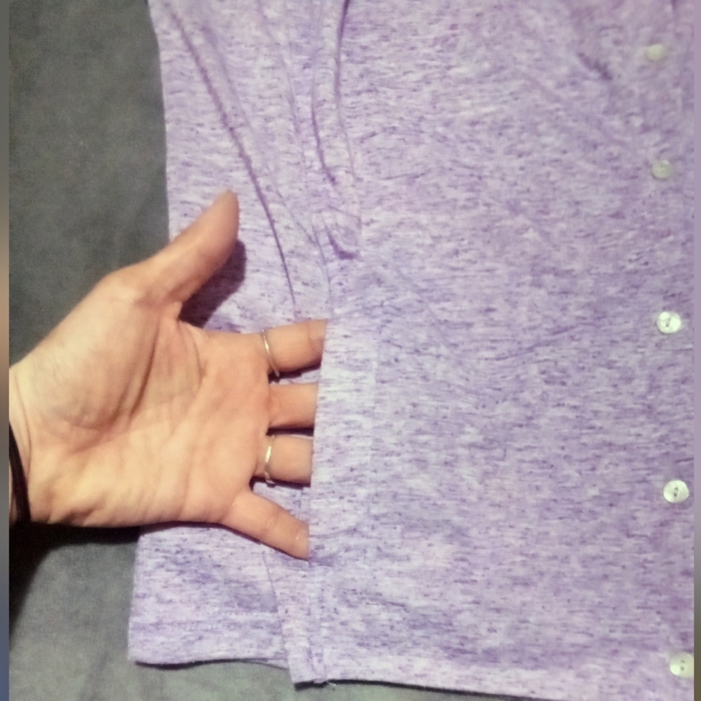 DASH by Kardashian Lavender Marled Drape Front Cardigan - Picture 5 of 8